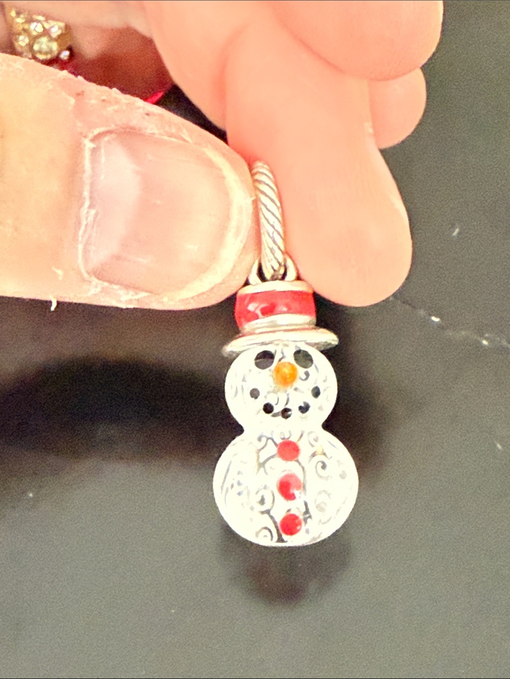 Brighton Red and Silver Snowman Pendant Charm